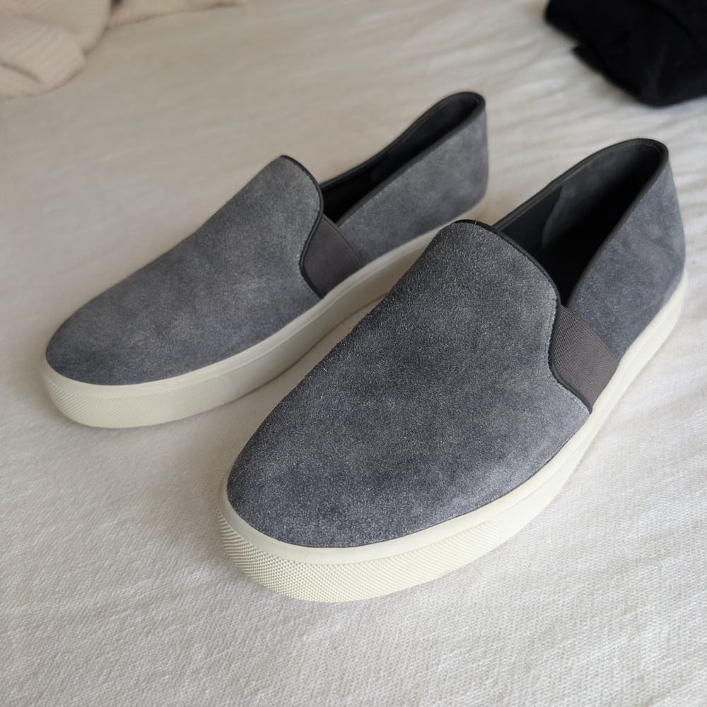 NWOB Vince Gray Suede Slip-On Loafers
